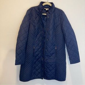 Appleseed Longline Quilted Equestrian Jacket Navy